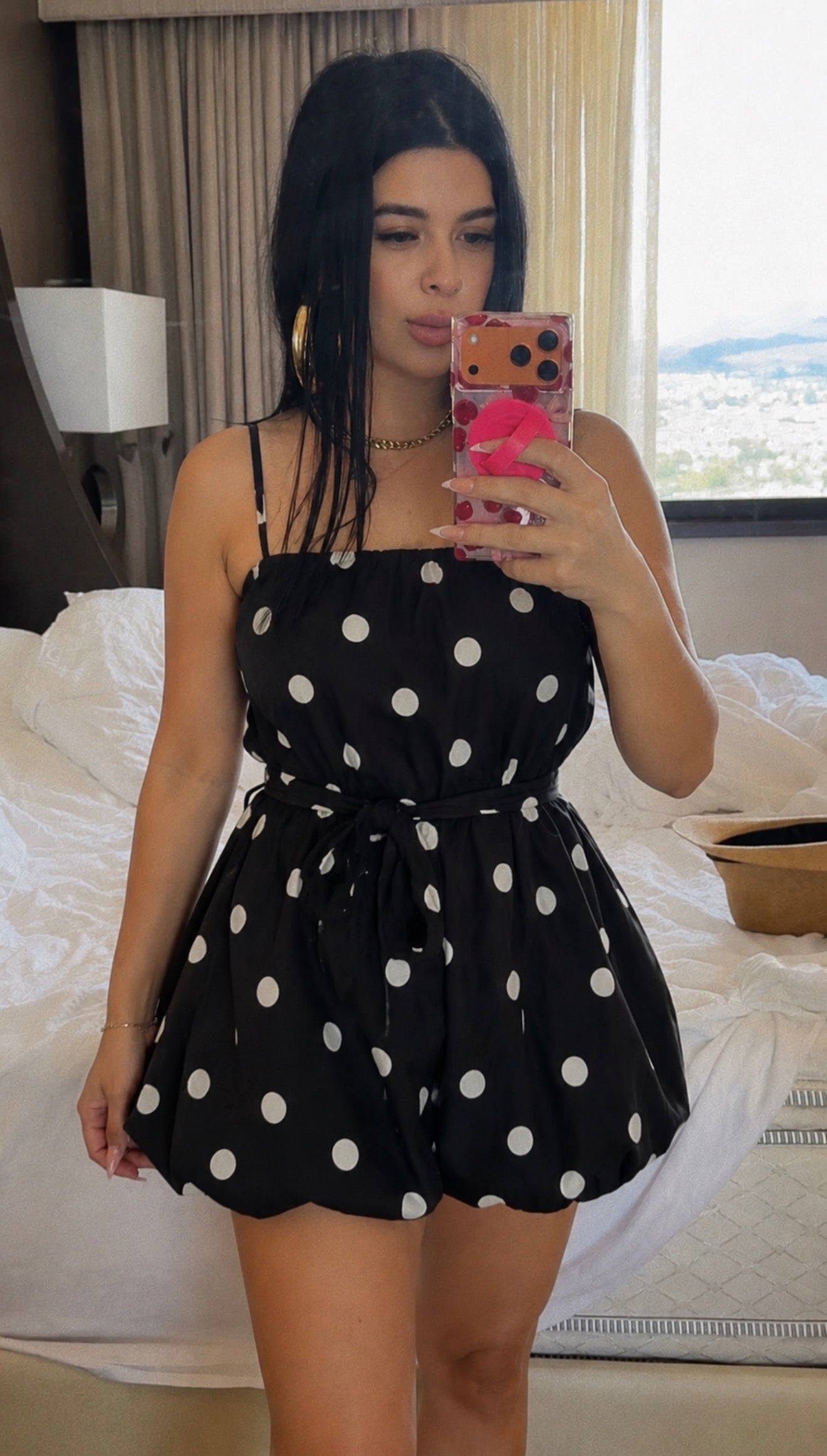 Midnight Charm Polka Dot Bubble Dress