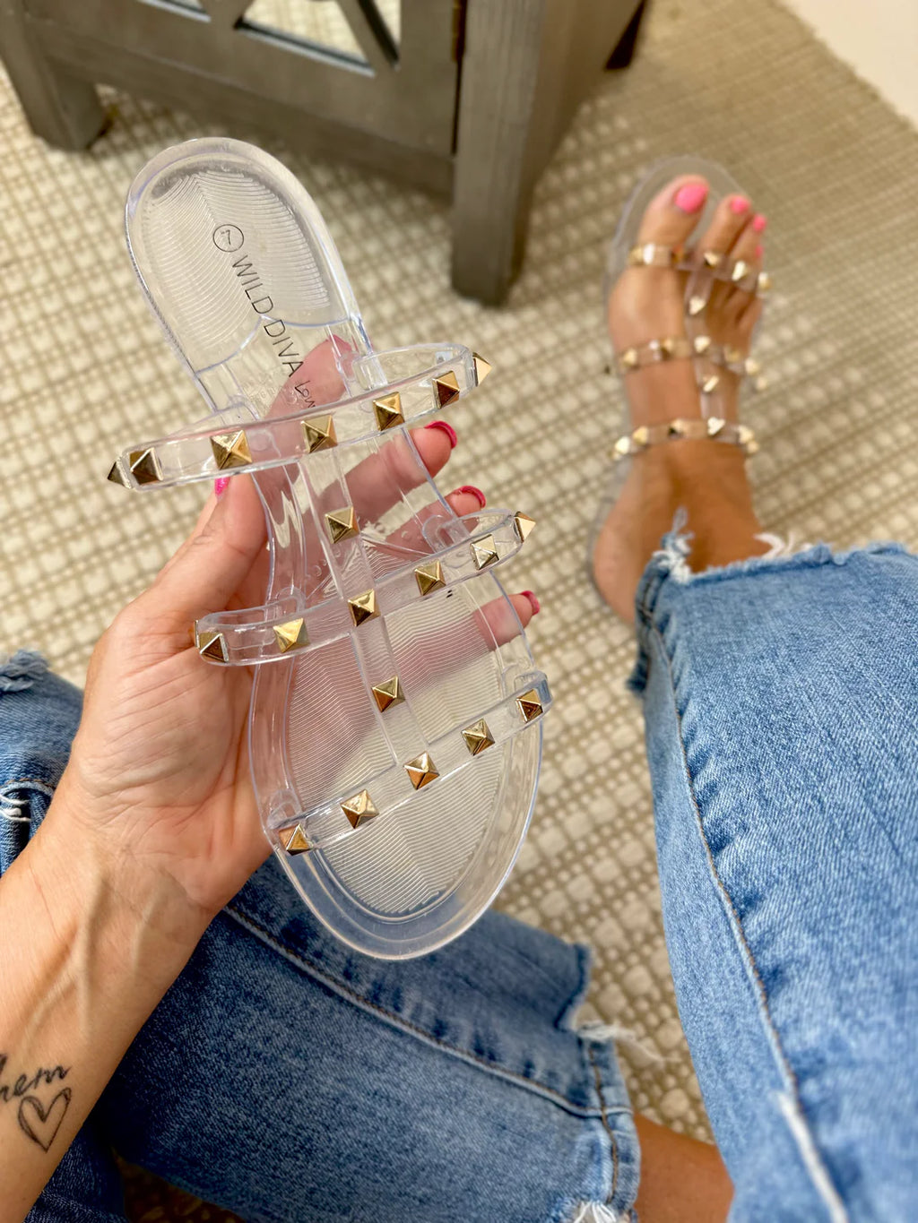 Luxe Jelly Studded Sandals