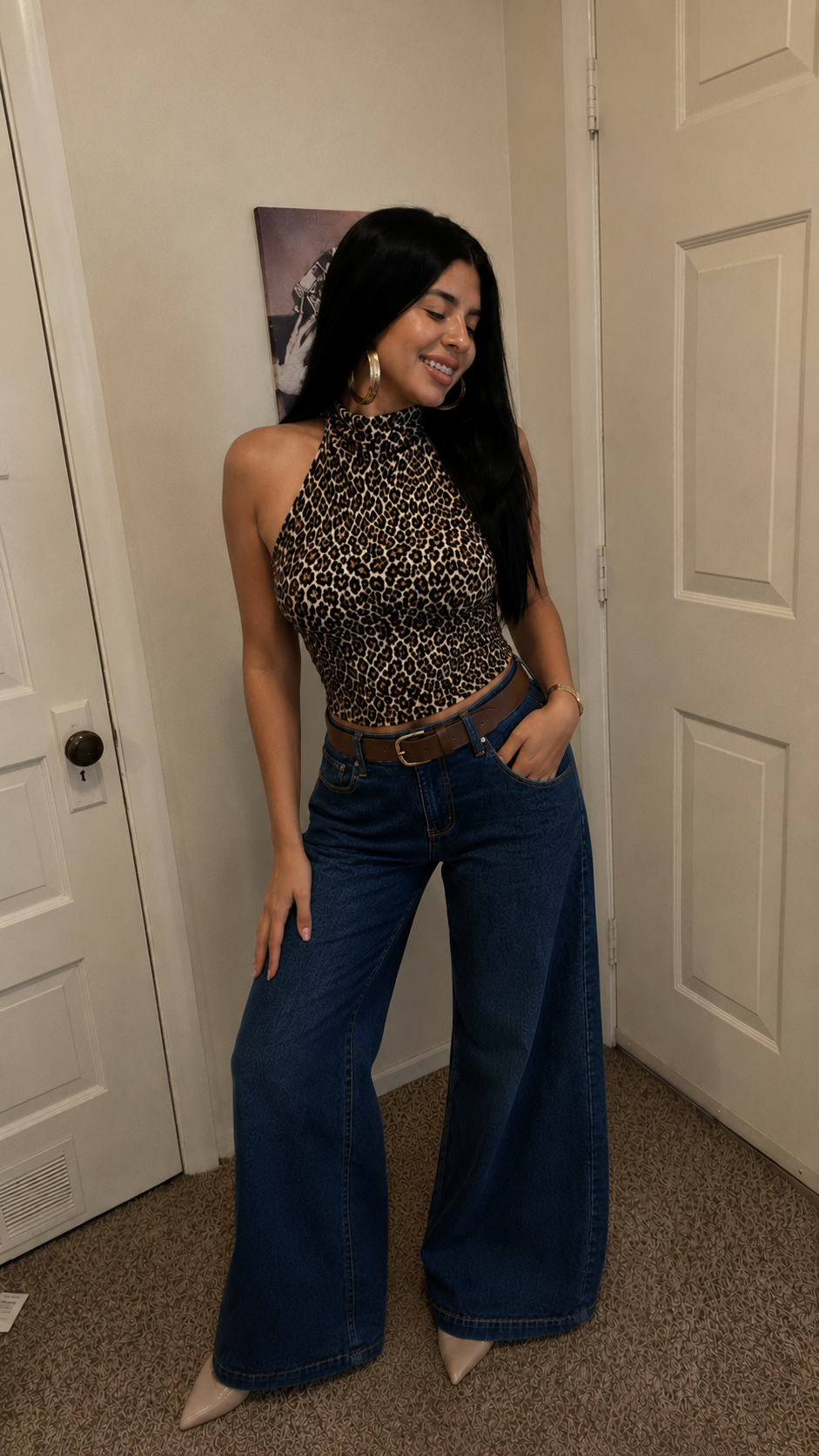 Wild Instinct Leopard Halter Top