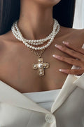 Cross pearl choker